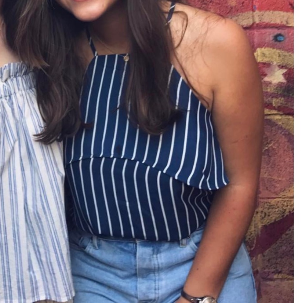 Blue Pinstripe Halter Top
